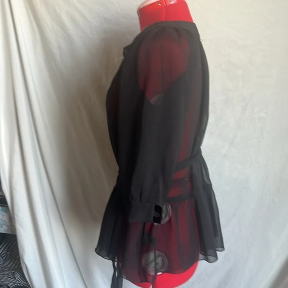 Aziz Sheer Blouse with Gem Neckline Large 3/4 Sleeves SM171 - Picture 3 of 7